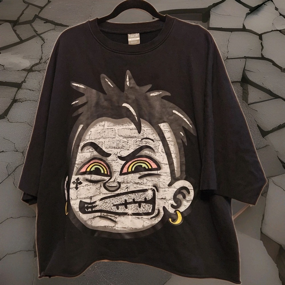 Cropped Oversized Black "High Life" Sweatshirt by TAKER Streetwear Tokidoki XL